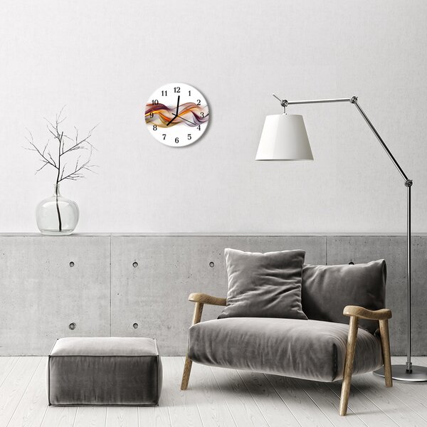 Ceas de perete din sticla rotund Rezumat Abstract Art Brown
