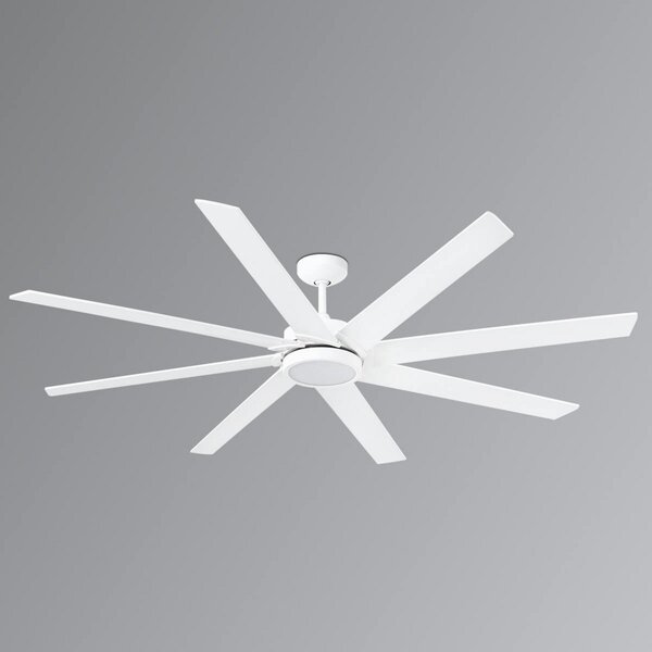FARO BARCELONA Ventilator de tavan cu 8 pale LED-uri Century alb, Alb, Camera de zi / sufragerie, Lemn, Modern