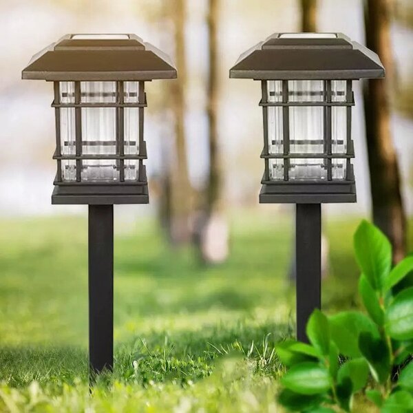 Set 4 x lampa solara felinar LED 40 cm, Alb cald