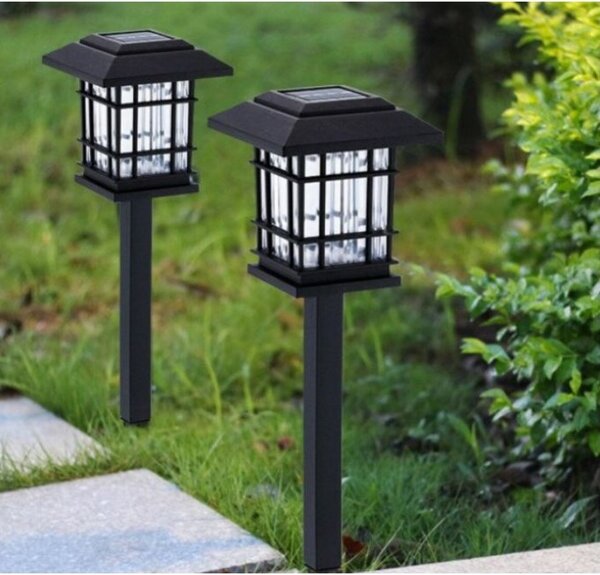 Set 4 x lampa solara felinar LED 40 cm, Alb cald