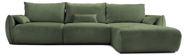 Colțar Extensibil OSAKA, cu 2 lăzi depozitare, șezlong interschimbabil, 338x190x87 cm, Dreapta / Verde-Havana