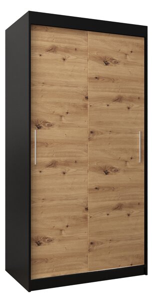 Dulap de haine 100 cm Toki (negru mat + stejar artisan). 1064795
