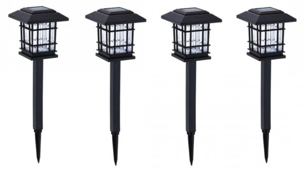 Set 4 x lampa solara felinar LED 40 cm, Alb cald
