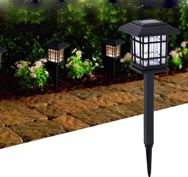 Set 4 x lampa solara felinar LED 40 cm, Alb cald