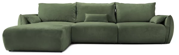 Colțar Extensibil OSAKA, cu 2 lăzi depozitare, șezlong interschimbabil, 338x190x87 cm, Stanga / Verde-Havana
