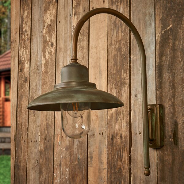 Moretti Luce Aplică de exterior Casale, înălțime 60 cm, alamă antică, Bronz / Alamă Veche, Metal, Antichitate