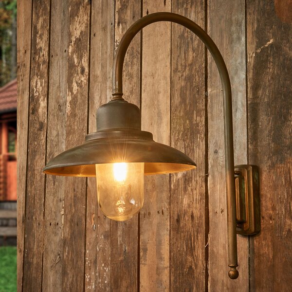 Moretti Luce Aplică de exterior Casale, înălțime 60 cm, alamă antică, Bronz / Alamă Veche, Metal, Antichitate