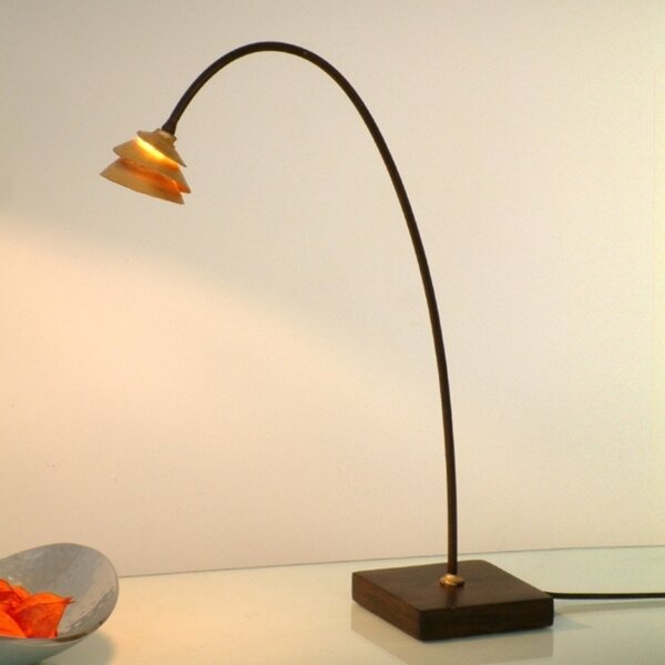 Holländer Lampă de masă Snail maro-auriu, curbată, Maro / Rugină, Camera de zi / sufragerie, Metal, Modern