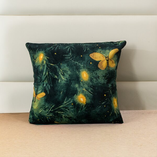 Fața de pernă din microfleece YELLOW BUTTERFLY 45x45 cm, verde închis