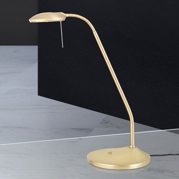 ORION Lampă de masă LED Cobra alamă mată, reglabil, Auriu / Alamă, Studiu / Birou, Metal, Modern