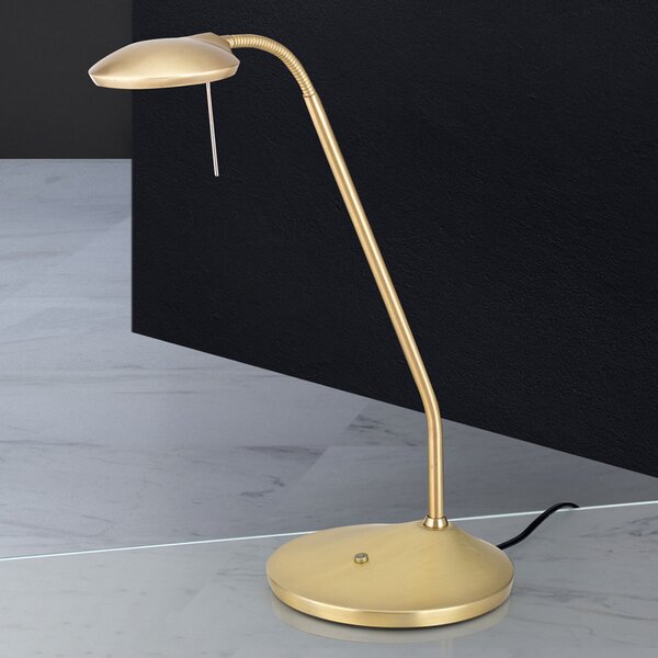 ORION Lampă de masă LED Cobra alamă mată, reglabil, Auriu / Alamă, Studiu / Birou, Metal, Modern