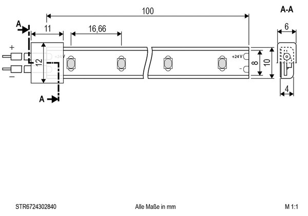 EVN Banda LED STR6724, 5 m, 24 W, 4.000 K, IP67, reglabil, Plastic