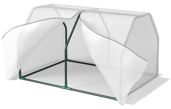 Mini Seră Outsunny pentru grădină și balcon din plastic PE și oțel cu închidere cu fermoar, 99x71x60 cm, de culoare alb transparent | Aosom Romania