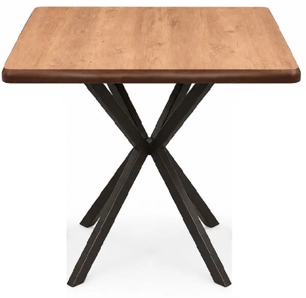 Set masa 80 cm blat MDF si 4 scaune Dnv Homs catifea gri, picioare metalice negre