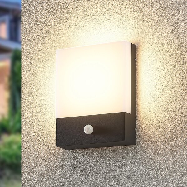 Lindby Aplică de perete LED Vanira, antracit, aluminiu, senzor, IP54, Negru, Metal, Modern