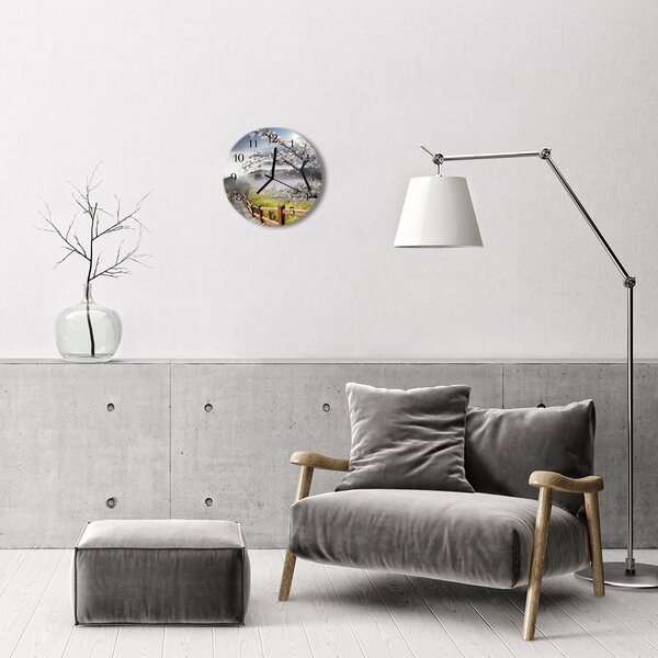 Ceas de perete din sticla rotund Spring Natura multi-colorat