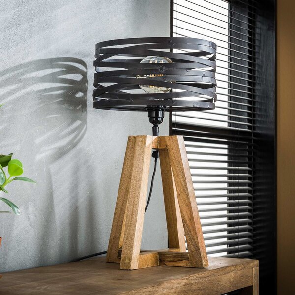 Zijlstra Lampă de masă Crossround cu bază tripod din lemn, Maro / Rugină, Camera de zi / sufragerie, Metal, Vintage