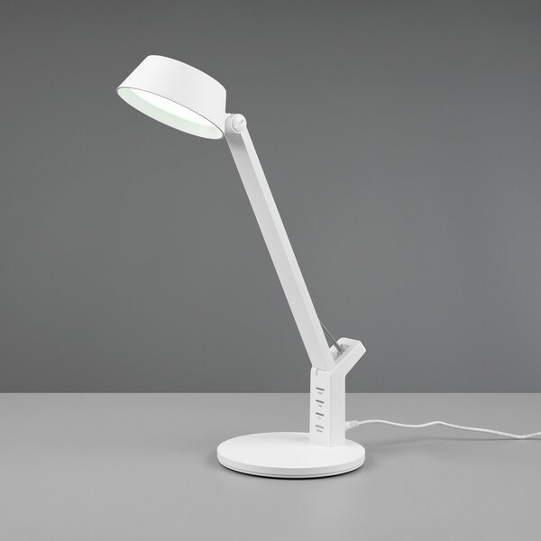 Trio Lighting Lampă de masă LED Ava cu funcție dimmer, alb, reglabil, Alb, Studiu / Birou, Plastic, Modern