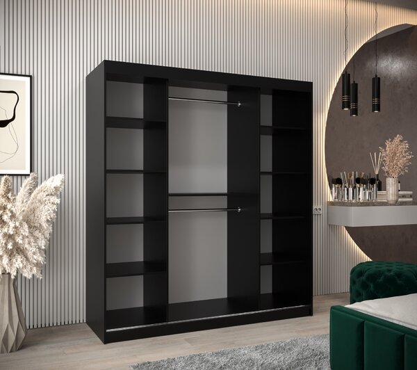Dulap de haine 180 cm Toki (negru mat + negru mat). 1064836