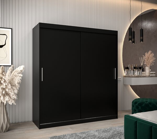 Dulap de haine 180 cm Toki (negru mat + negru mat). 1064836