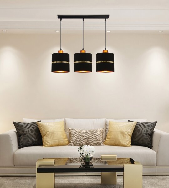 Lustră pe cablu ASSAM 3xE27/60W/230V negru