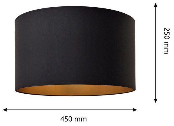 HELAM Abajur Alba, Ø 45 cm, E27, negru/auriu, Negru, Camera de zi / sufragerie, Țesătură / Textil