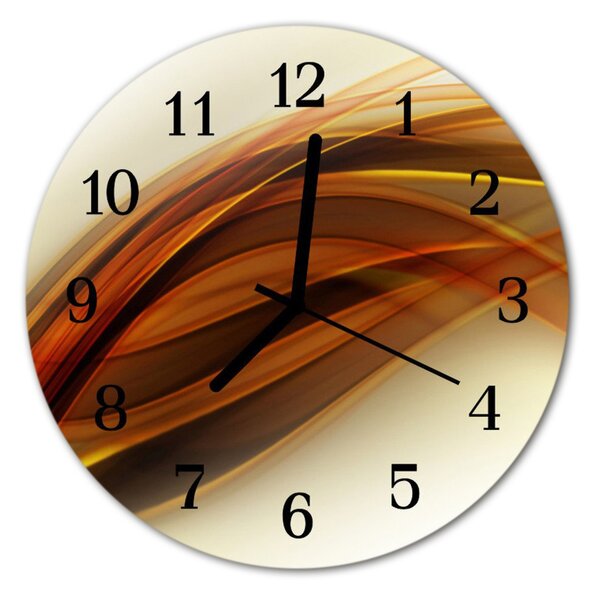 Ceas de perete din sticla rotund Rezumat Abstract Art Brown