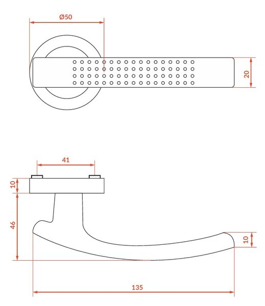 Mâner de ușă Kuchinox Standard, satinat, LAV-KST_300A