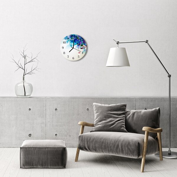 Ceas de perete din sticla rotund Abstract Abstract Art Albastru