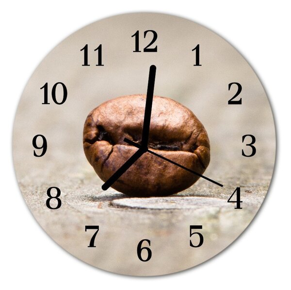 Ceas de perete din sticla rotund Cafea Bean Food and Drinks Brown