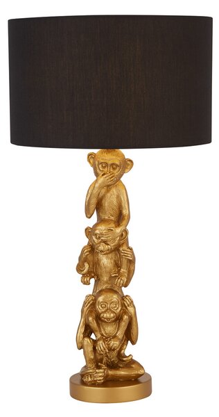 Searchlight Lampă de masă textilă Three Wise Monkeys, Auriu / Alamă, Camera de zi / sufragerie, Țesătură / Textil