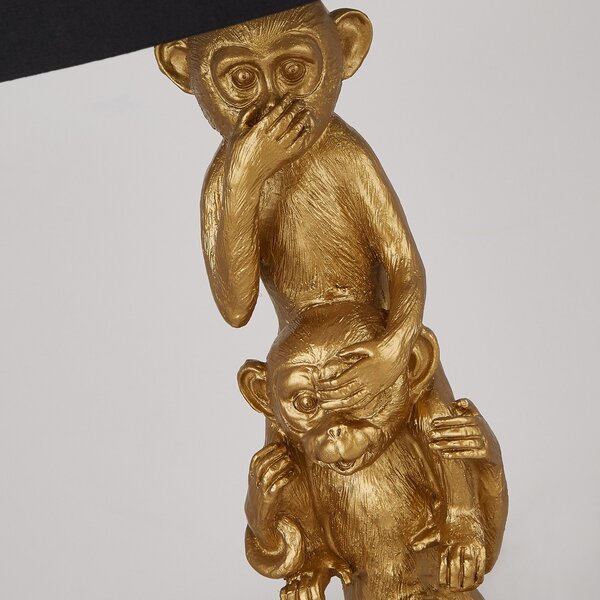 Searchlight Lampă de masă textilă Three Wise Monkeys, Auriu / Alamă, Camera de zi / sufragerie, Țesătură / Textil