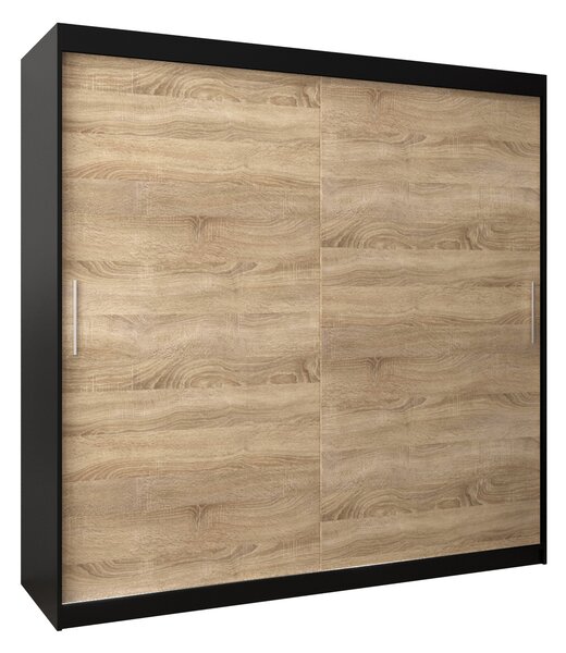 Dulap de haine 200 cm Toki (negru mat + stejar sonoma). 1064852