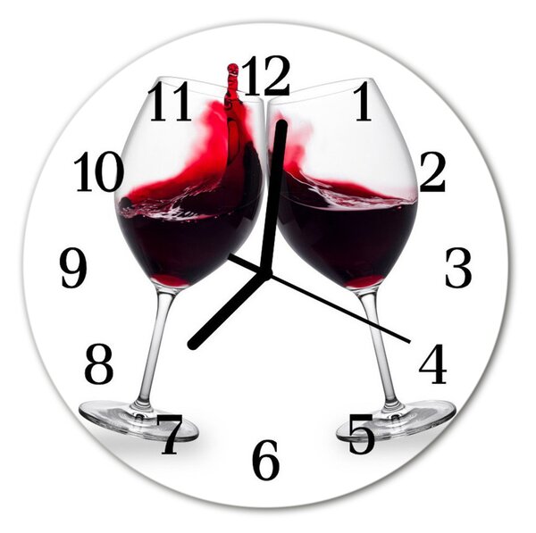 Ceas de perete din sticla rotund Vin Alimente și băuturi Red