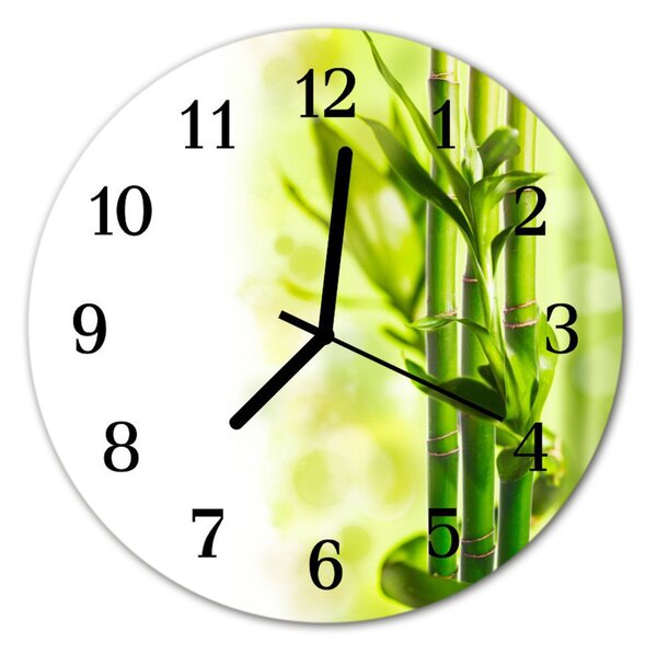 Ceas de perete din sticla rotund Bamboo Bamboo Green