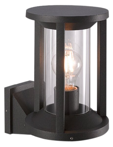 MEGATRON Megatron Cillo aplică de exterior, formă felinar, Negru, Metal, Priză de perete top