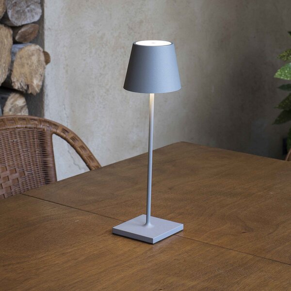 FARO BARCELONA Lampă LED de masă Toc, încărcător USB, IP54, gri, reglabil, Gri, Metal, Modern