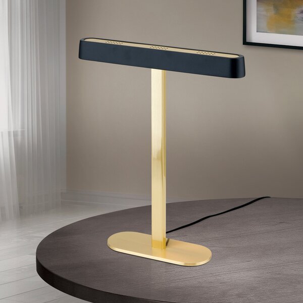 ORION Lampă de masă cu LED Auftakt auriu/negru, Negru, Camera de zi / sufragerie, Metal, Modern