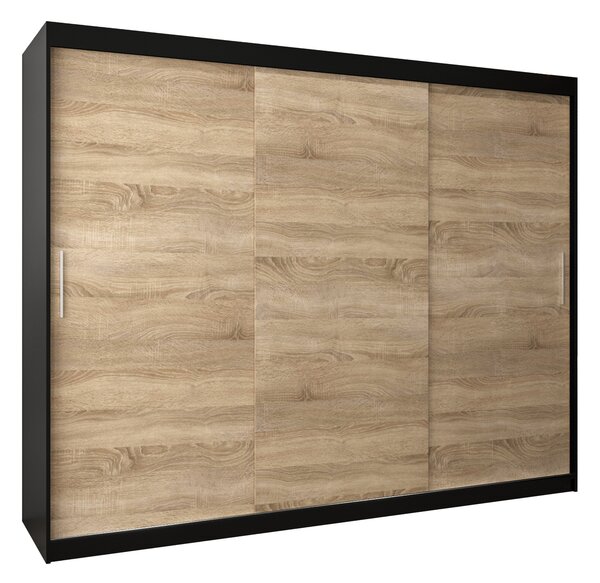 Dulap de haine 250 cm Toki (negru mat + stejar sonoma). 1064866