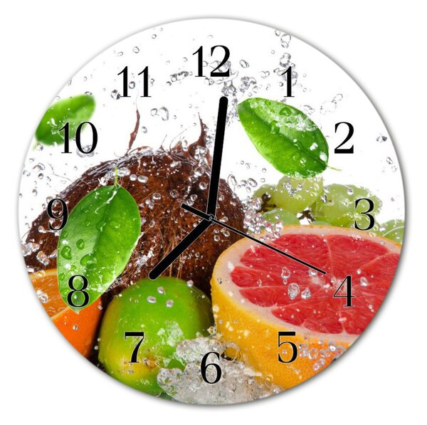 Ceas de perete din sticla rotund Fructe de fructe Multi-colorat