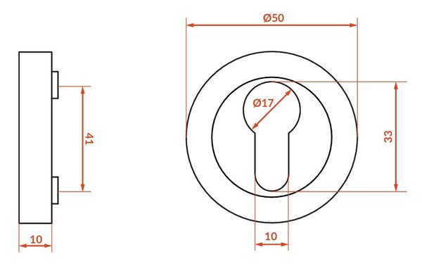 Kuchinox Kuchinox, rozetă mâner cu orificiu pentru inserție cilindrică, satinat, LAV-LO1_302S