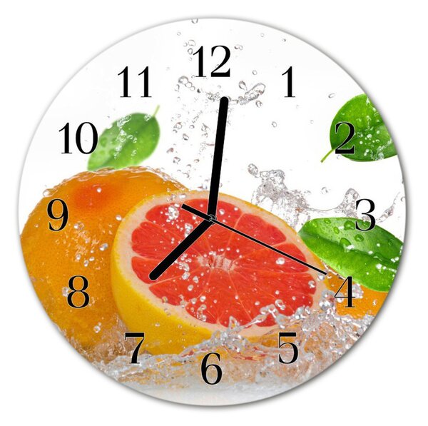 Ceas de perete din sticla rotund Grapefruit Grapefruit Orange