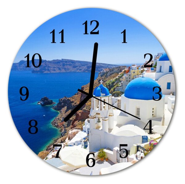Ceas de perete din sticla rotund Santorini Santorini albastru