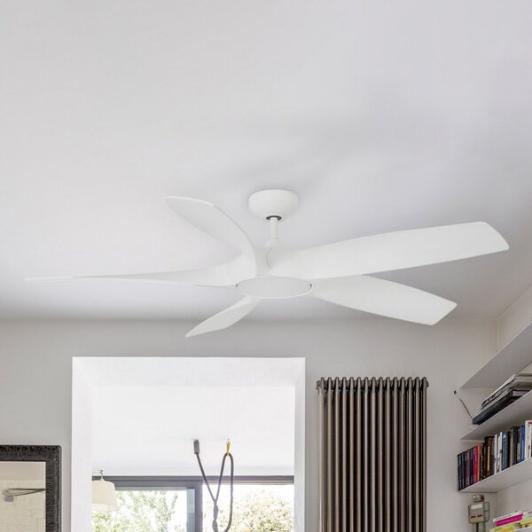 FARO BARCELONA Ventilator de tavan Cocos L cu lampă LED, DC, alb, Alb, Camera de zi / sufragerie, Plastic, Modern