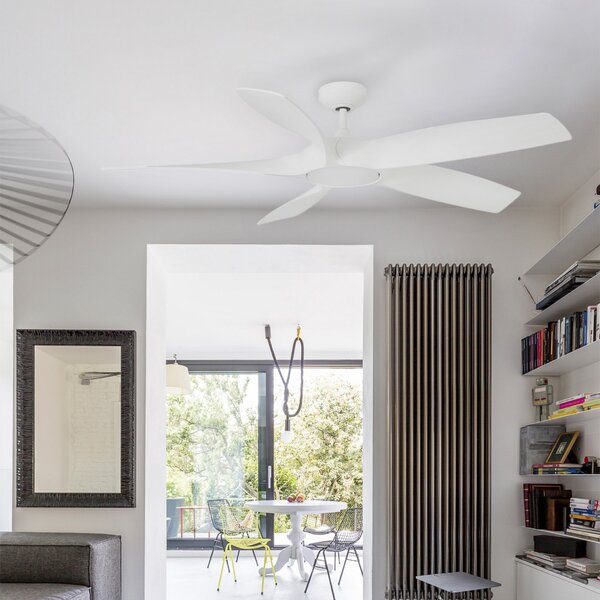 FARO BARCELONA Ventilator de tavan Cocos L cu lampă LED, DC, alb, Alb, Camera de zi / sufragerie, Plastic, Modern