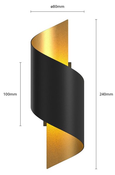 Aplică de perete Lindby Desirio, set de 3, negru, auriu, G9