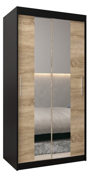 Dulap de haine 100 cm Toki 1 (negru mat + stejar sonoma). 1064880