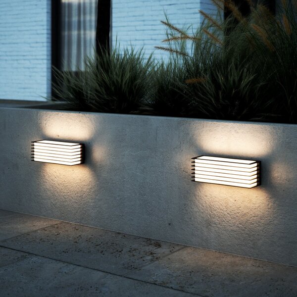 Nordlux Lampă de exterior Fluktus 28 cu lamele, lățime 28,6 cm, reglabil, Negru, Metal, Modern