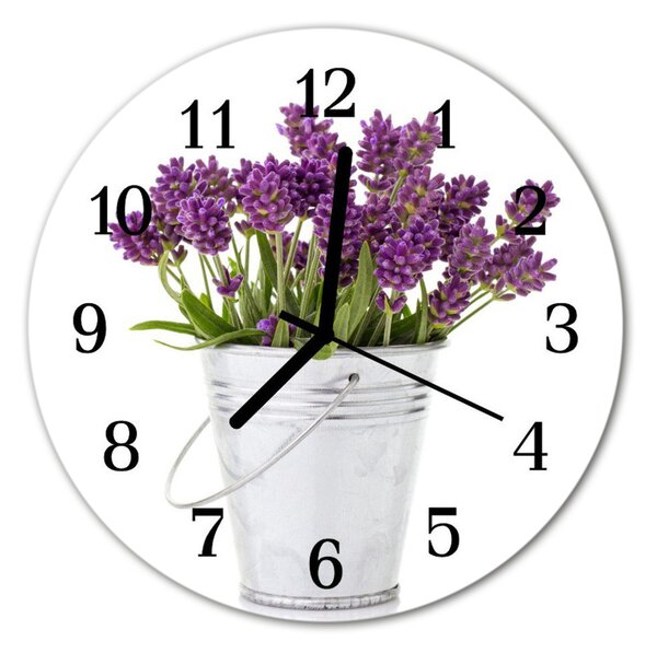 Ceas de perete din sticla rotund Lavandă Lavandă Violet
