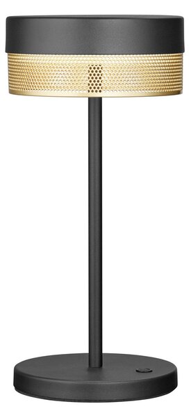 HELL Lampă de masă cu LED Baterie reîncărcabilă Mesh, înălțime 30cm negru/galben, reglabil, Negru, Camera de zi / sufragerie, Aluminiu, Modern